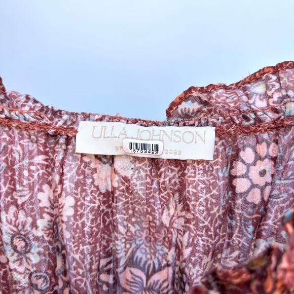 Ulla Johnson Juniper Mini Dress Prairie Cottage Milkmaid Rosebud Crimson Red 0 - Picture 7 of 12